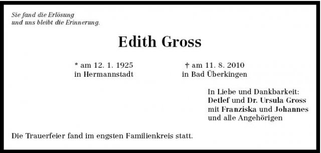 Braun Edith 1925-2010 Todesanzeige